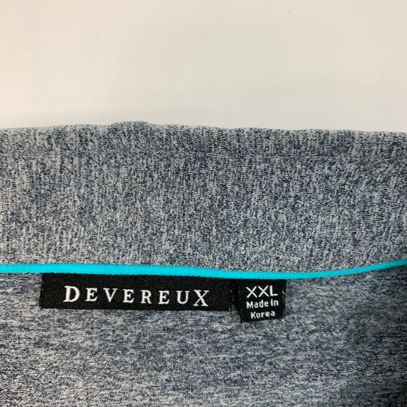 Devereux Polo Shirt Mens XXL 2XL Grey Blue Heathered Striped Performance Golf - Picture 4 of 9